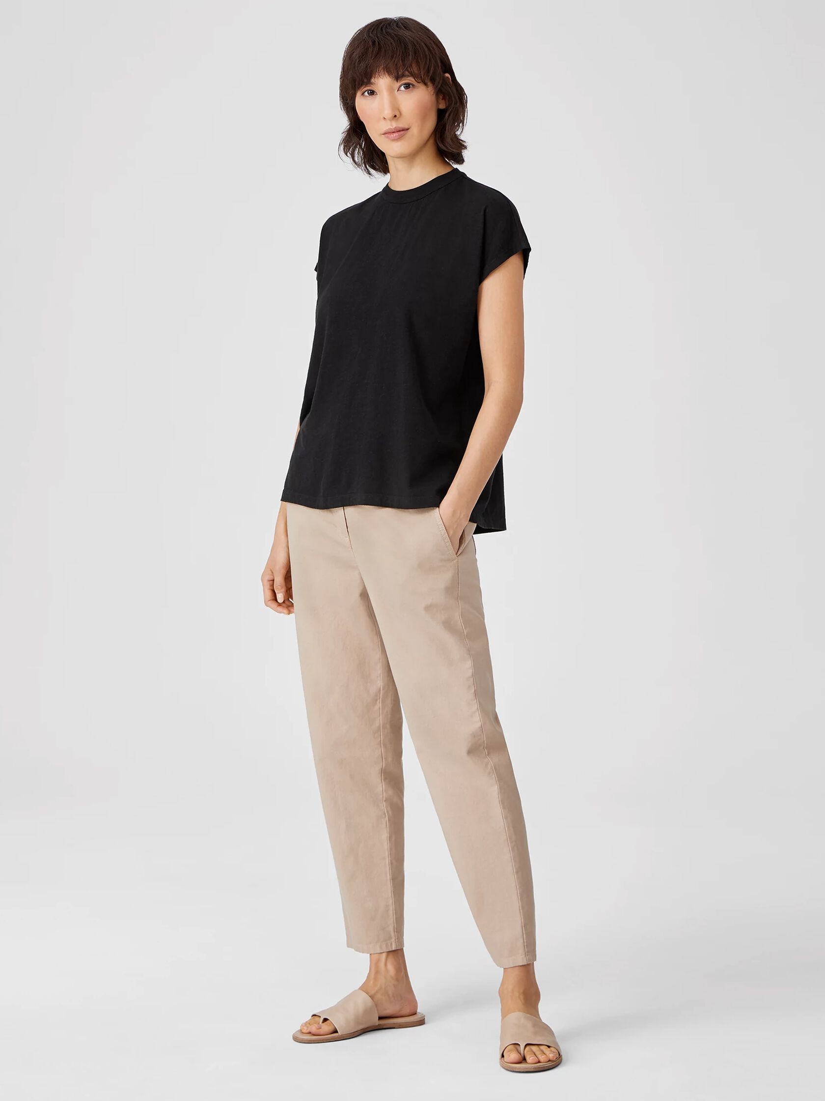 Organic Cotton Slub High Crew Neck Tee