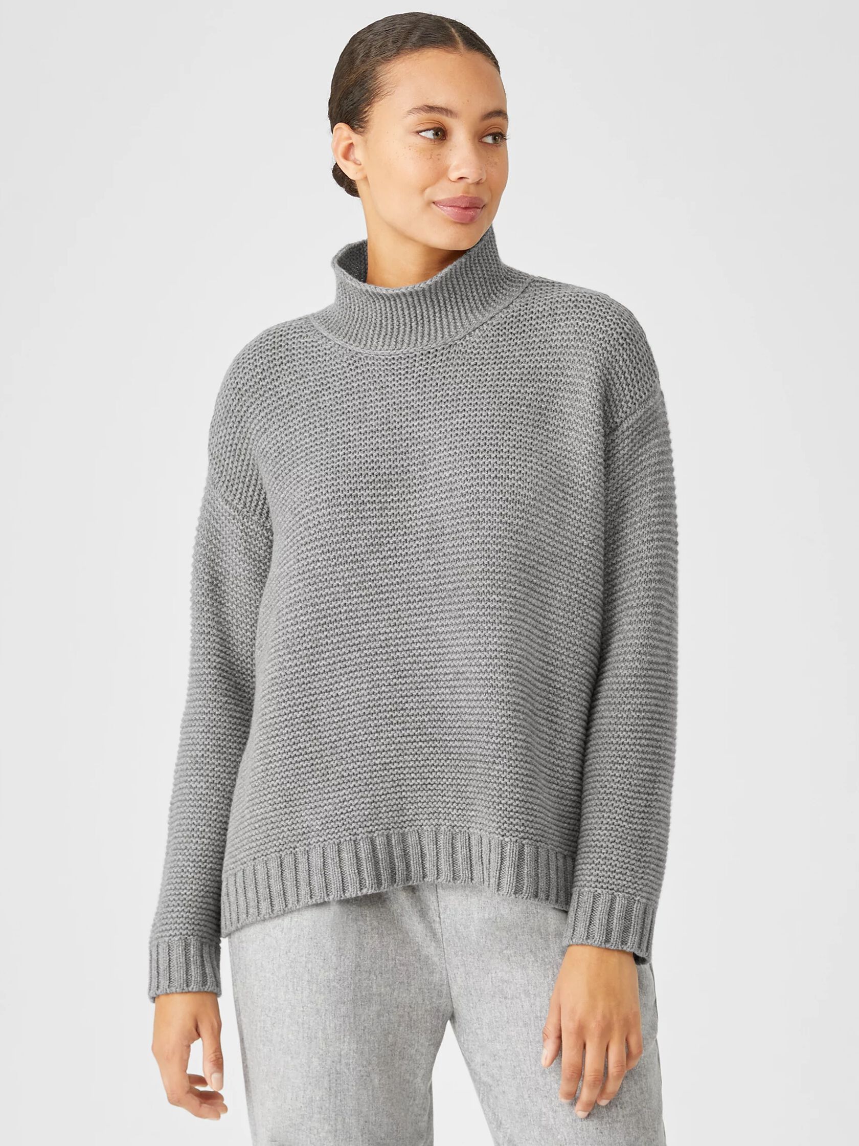Recycled Cashmere Wool Funnel Neck Top | EILEEN FISHER