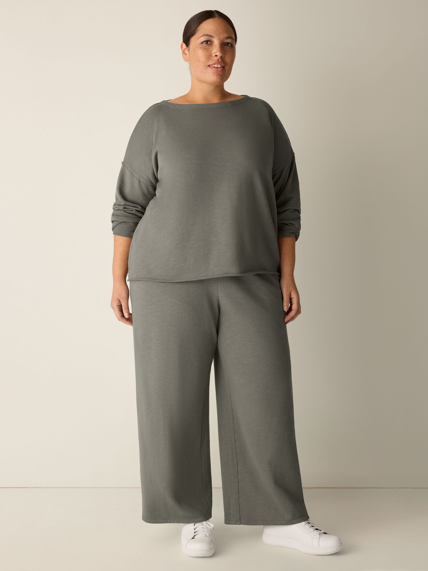 Garment-Dyed Organic Cotton Terry Bateau Neck Box-Top