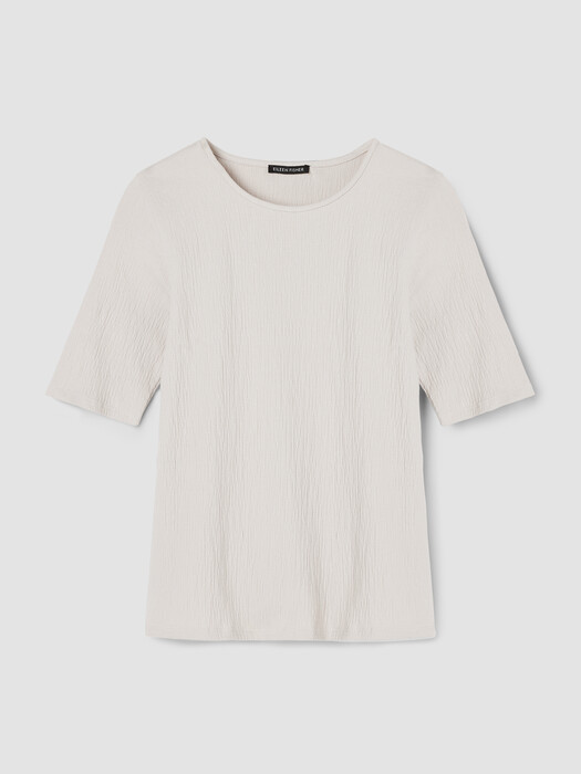 Crinkled Jersey Crew Neck Top