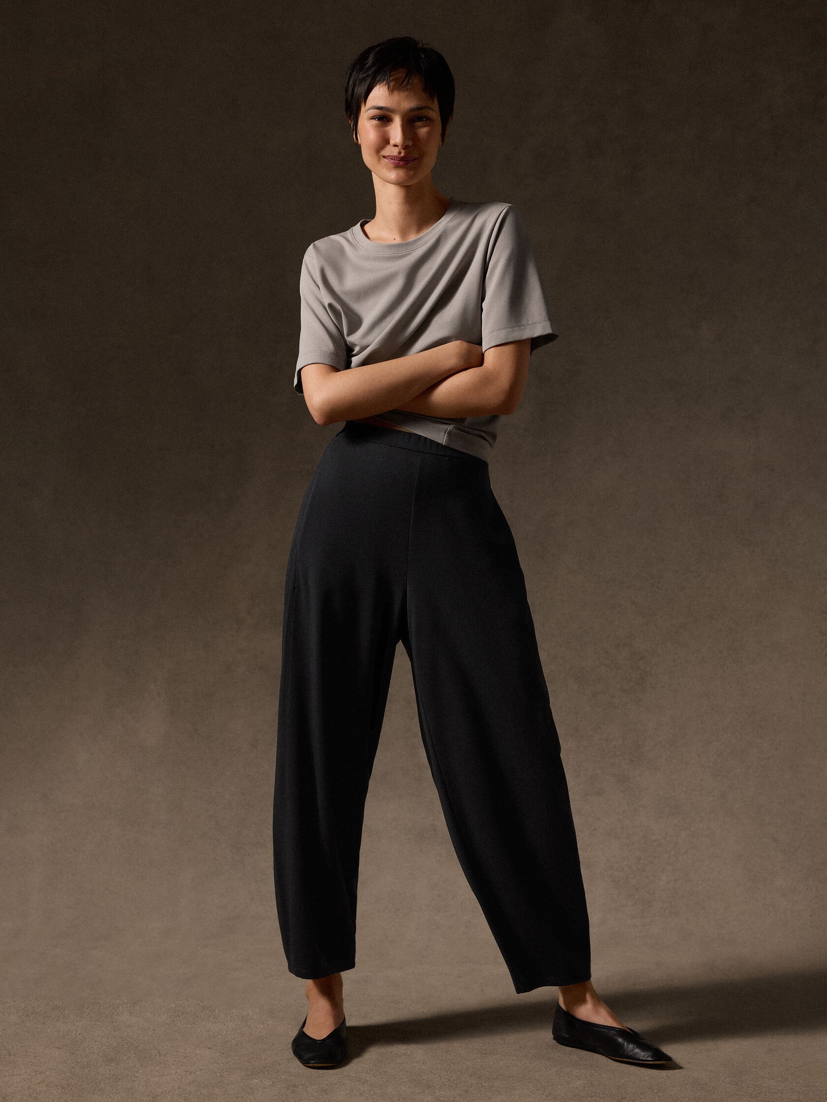 Extra-Fine Ponte Curved Lantern Pant