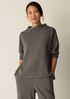 Waffle Cotton Blend Doubleknit Funnel Neck Box-Top