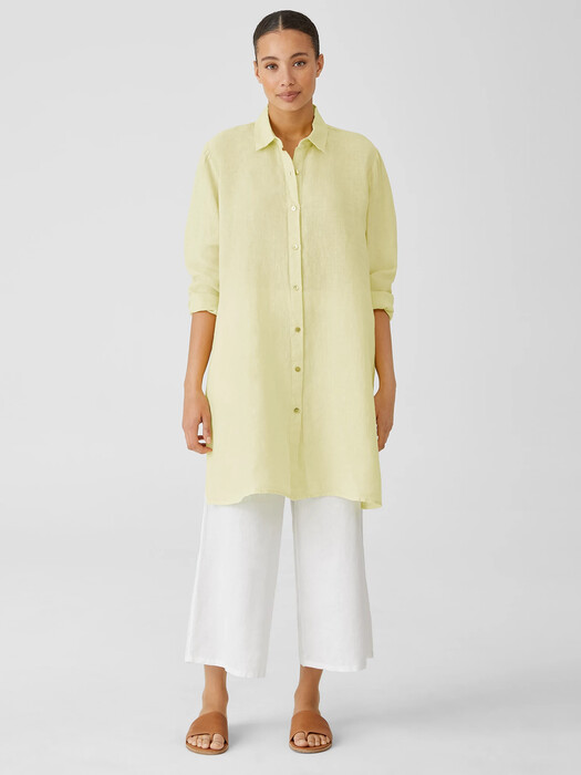 Garment-Dyed Organic Handkerchief Linen Long Shirt