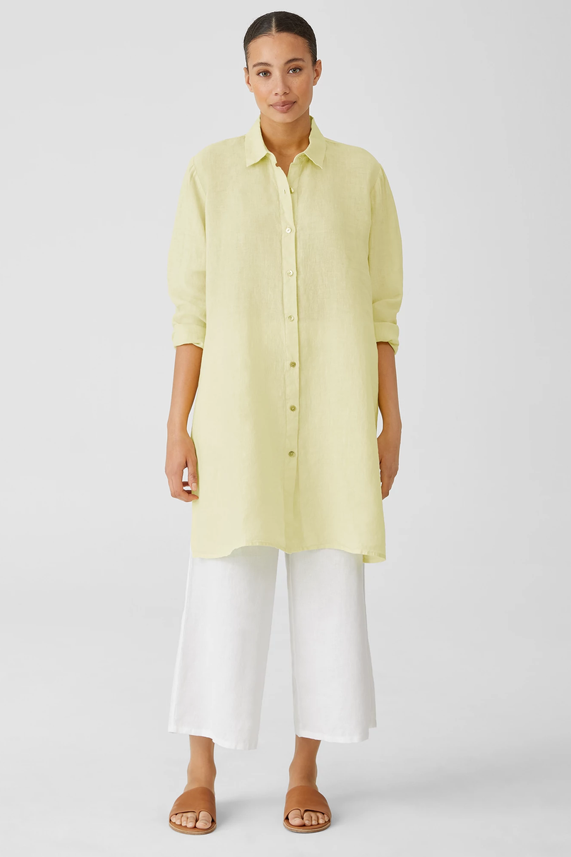 Garment-Dyed Organic Handkerchief Linen Long Shirt