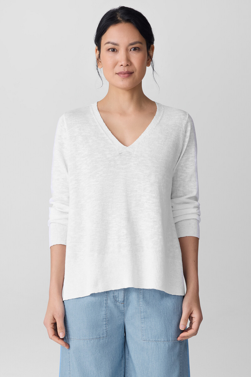 Organic Linen Cotton Slub V-Neck Top Organic Linen Cotton Slub V-Neck Top