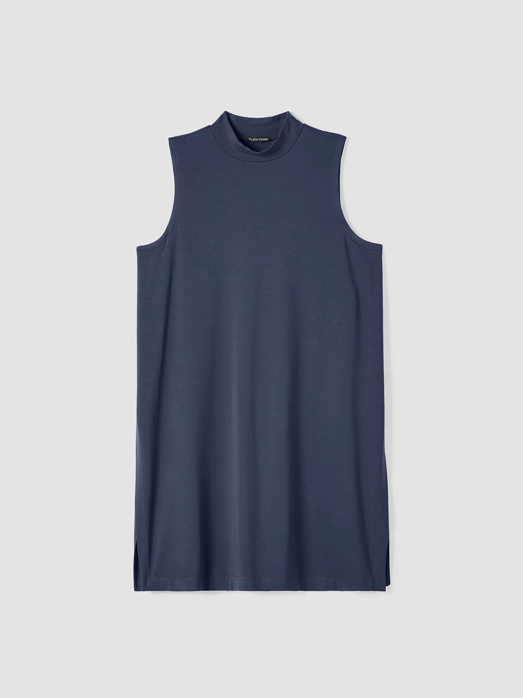 Stretch Jersey Knit Mock Neck Long Tank