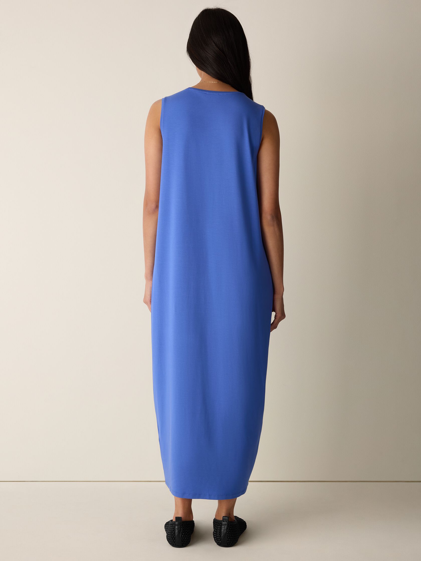 Stretch Jersey Knit Round Neck Dress