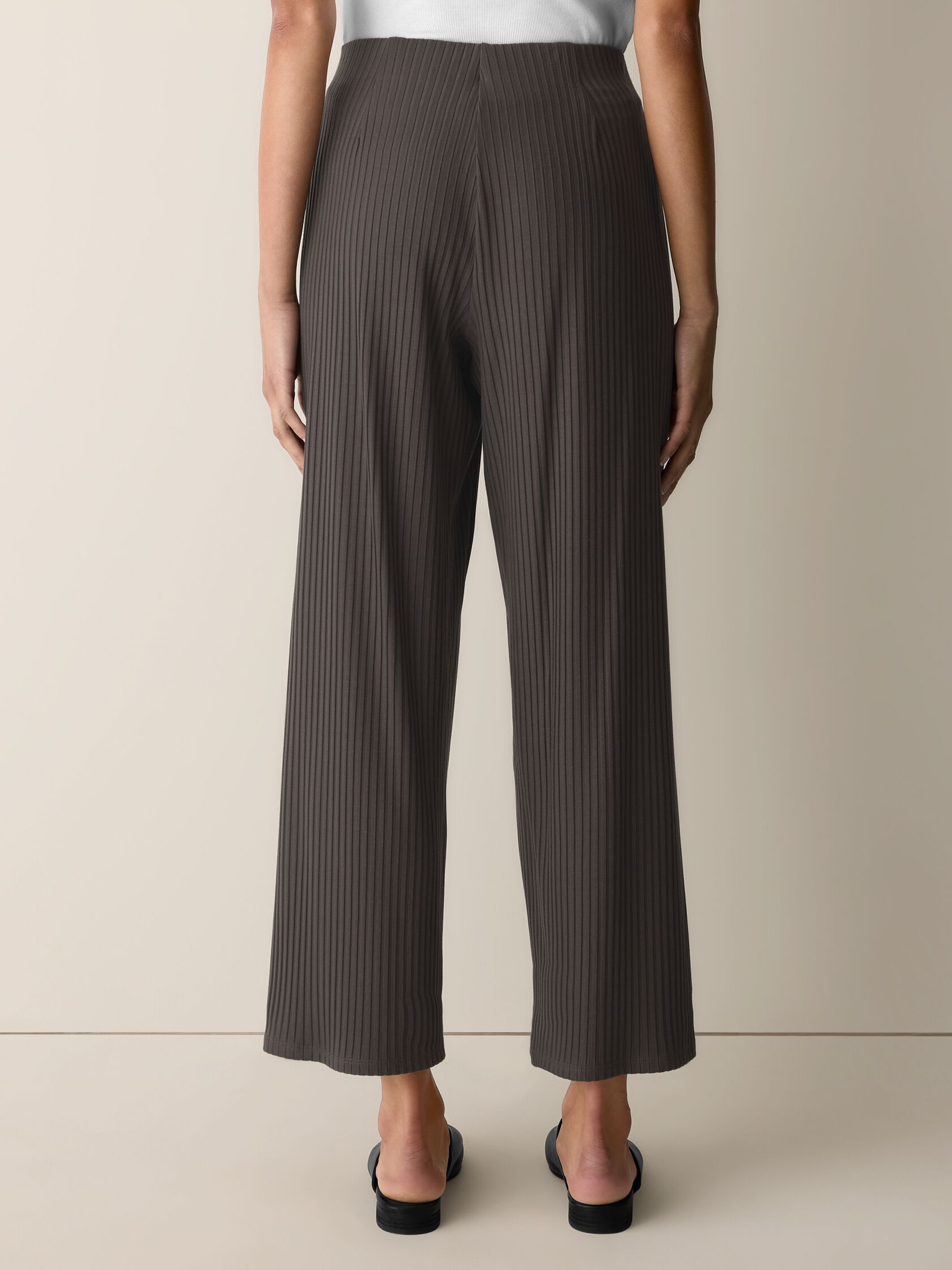Textured Stretch Rib Wide-Leg Pant
