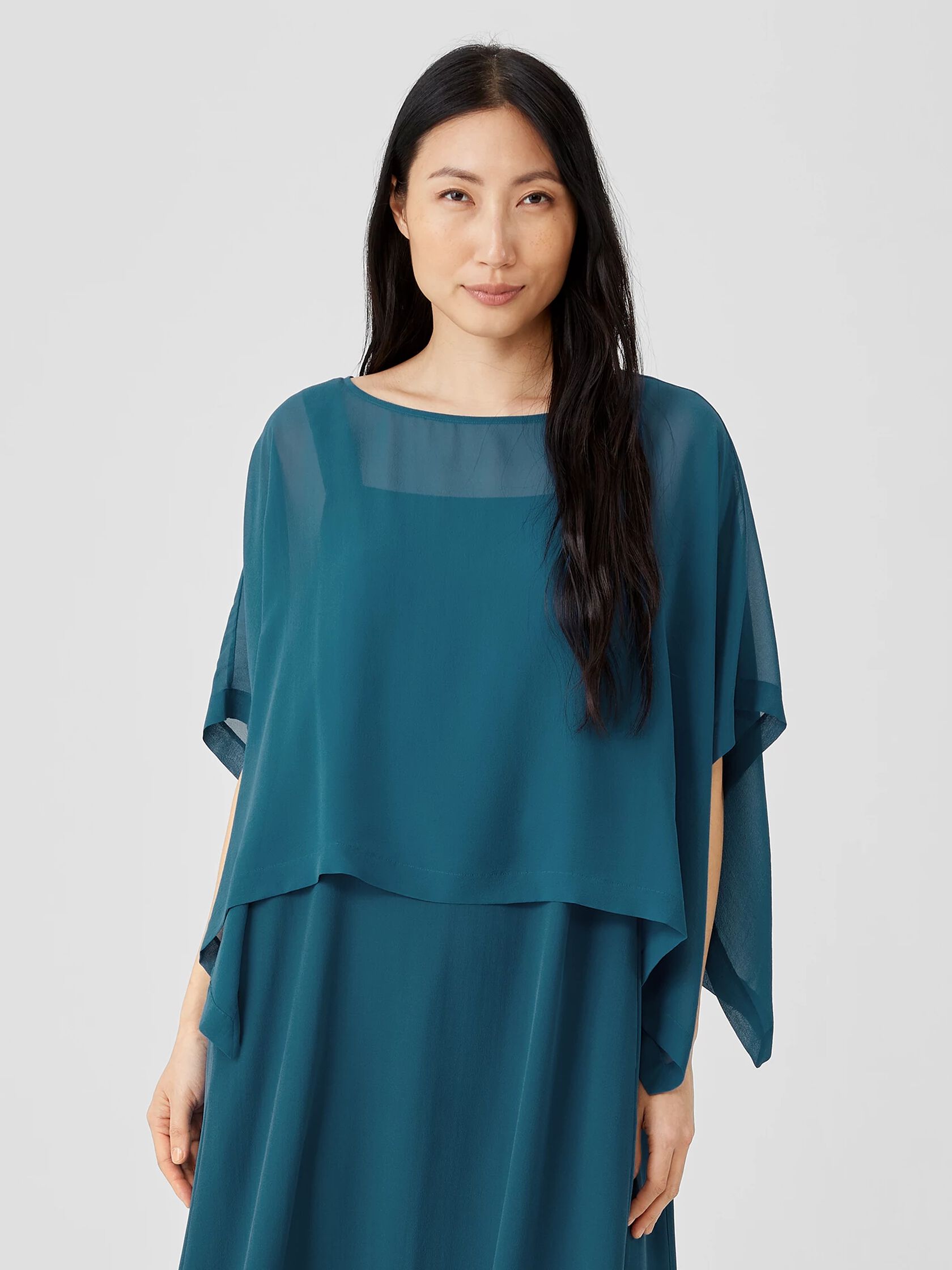 Sheer Silk Georgette Poncho