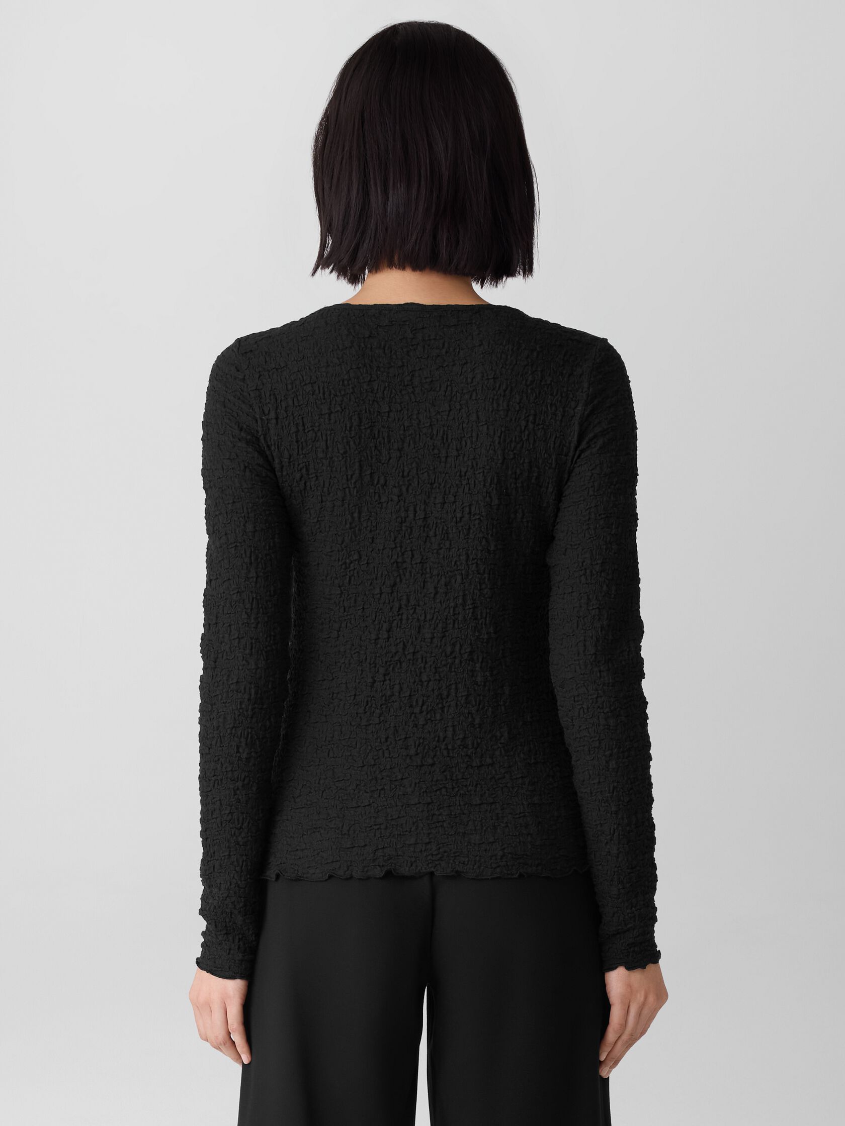 Bubble Jacquard Round Neck Top