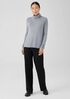 Ribbed Pima Cotton Blend Turtleneck Top