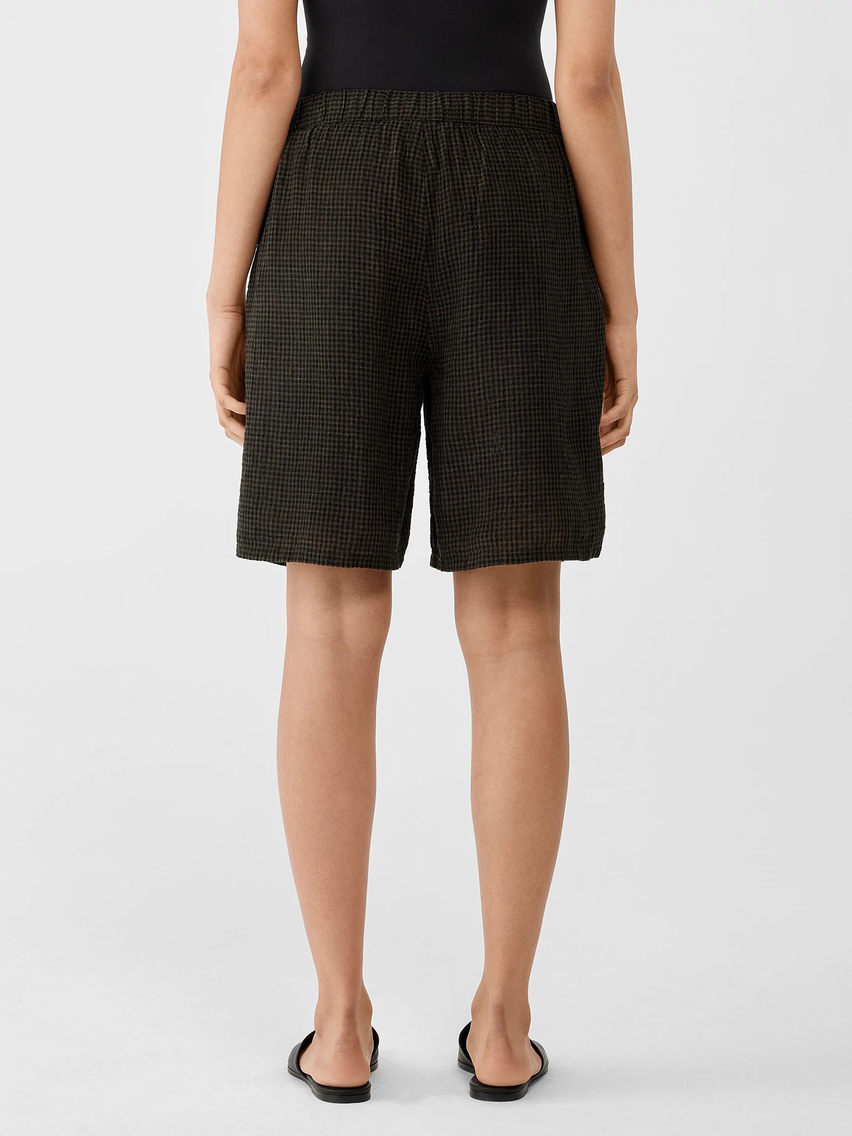 Puckered Organic Linen Shorts