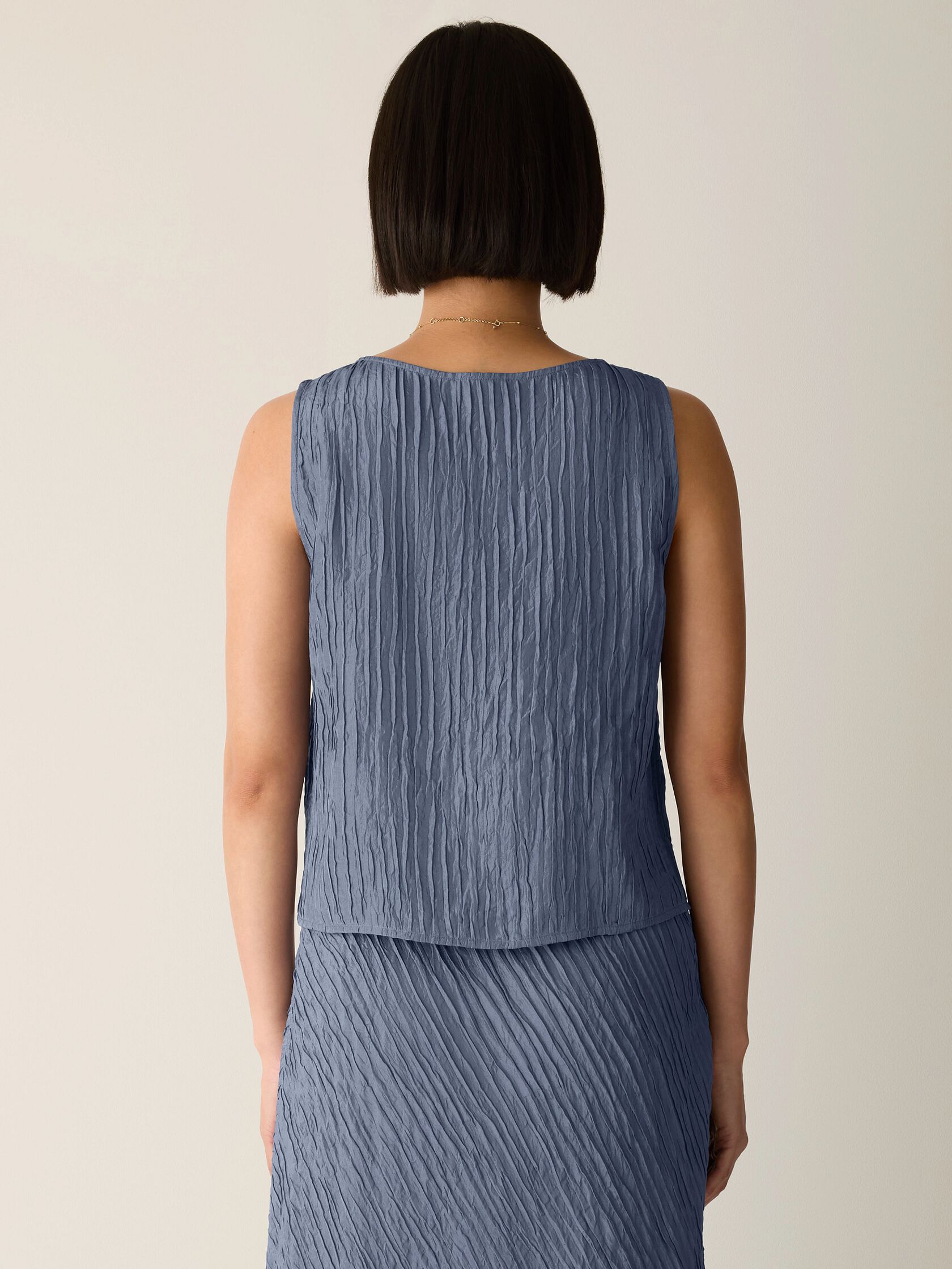 Textured Silk Jacquard Ballet Neck Tank