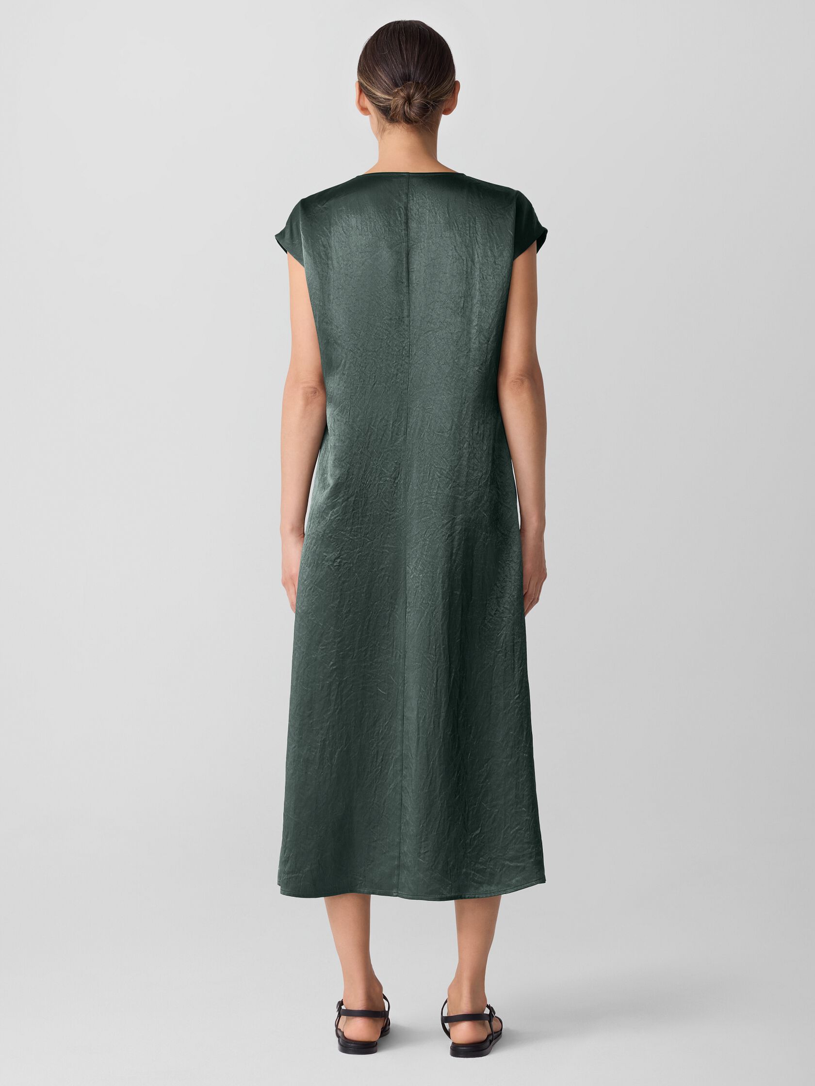 Textured Satin V-Neck Dress