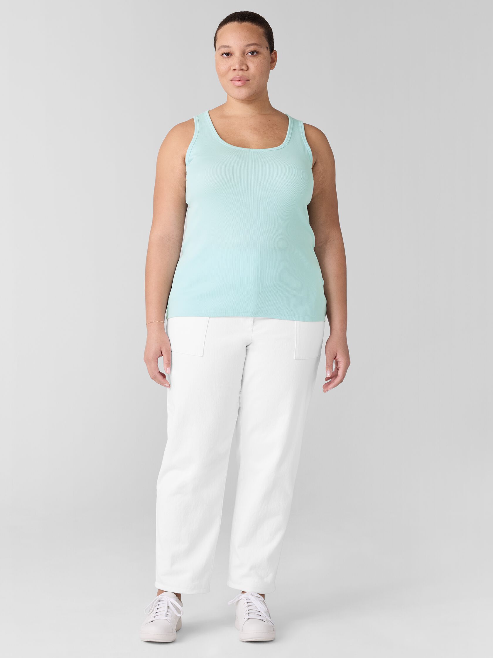 Organic Cotton Stretch Rib Scoop Neck Tank