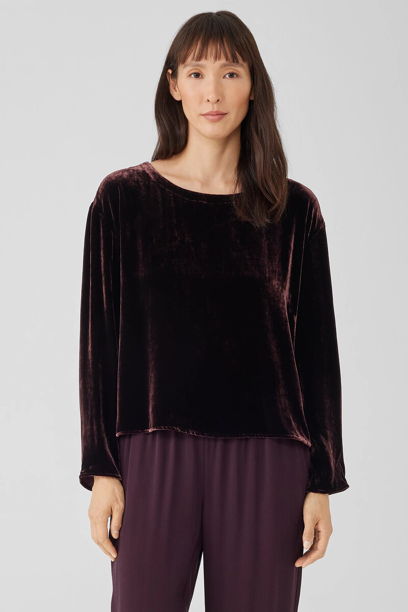 Velvet Ballet Neck Box-Top Velvet Ballet Neck Box-Top