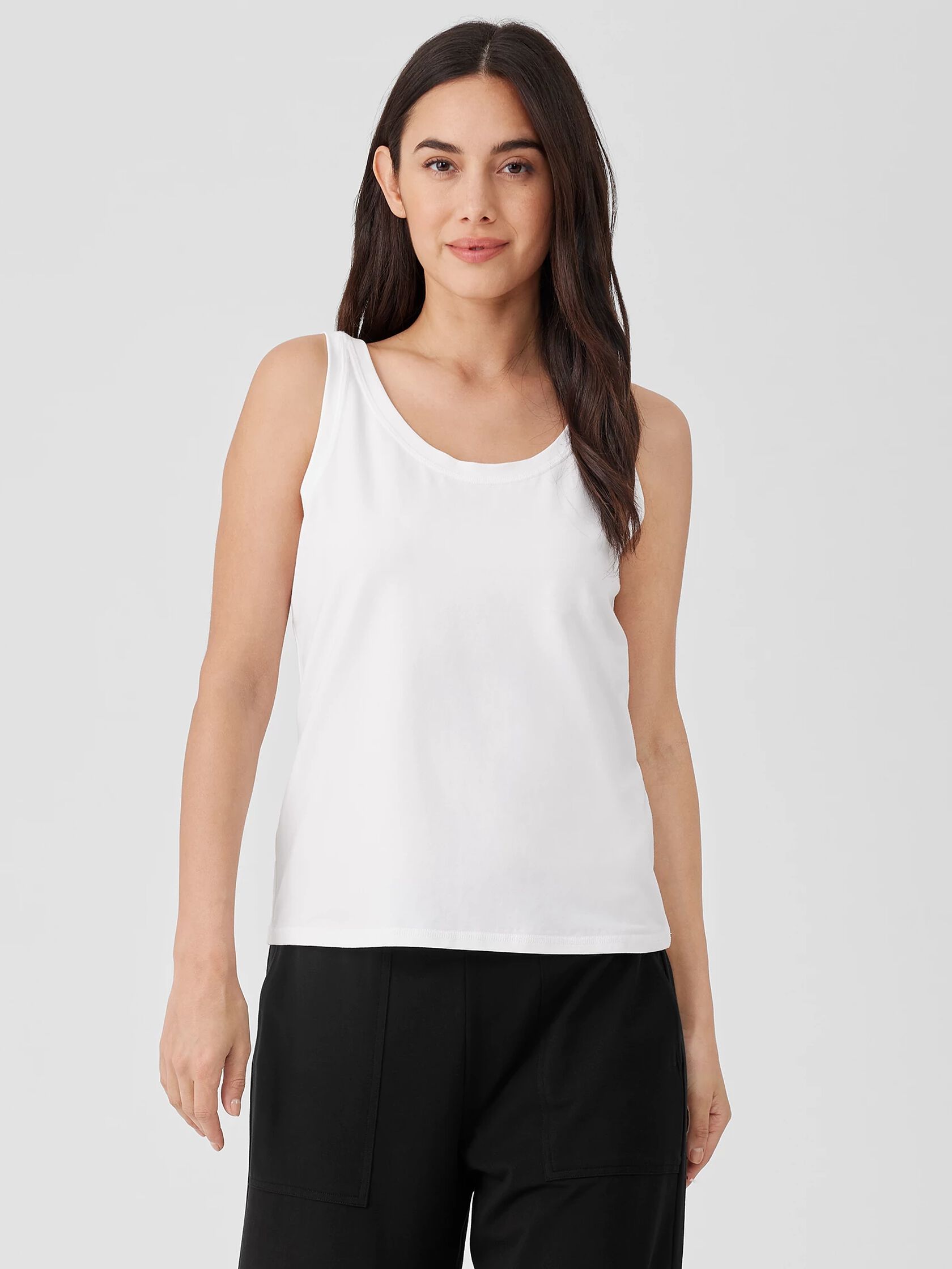 Pima Cotton Stretch Jersey Scoop Neck Tank