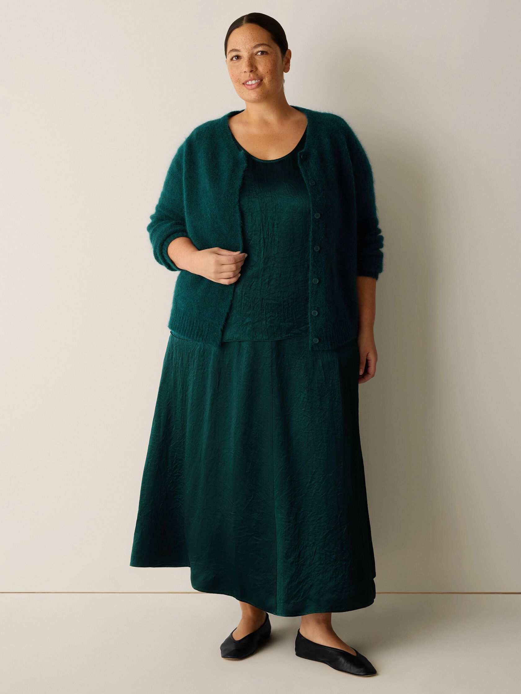 Mohair Plush M&eacute;lange Crew Neck Cardigan