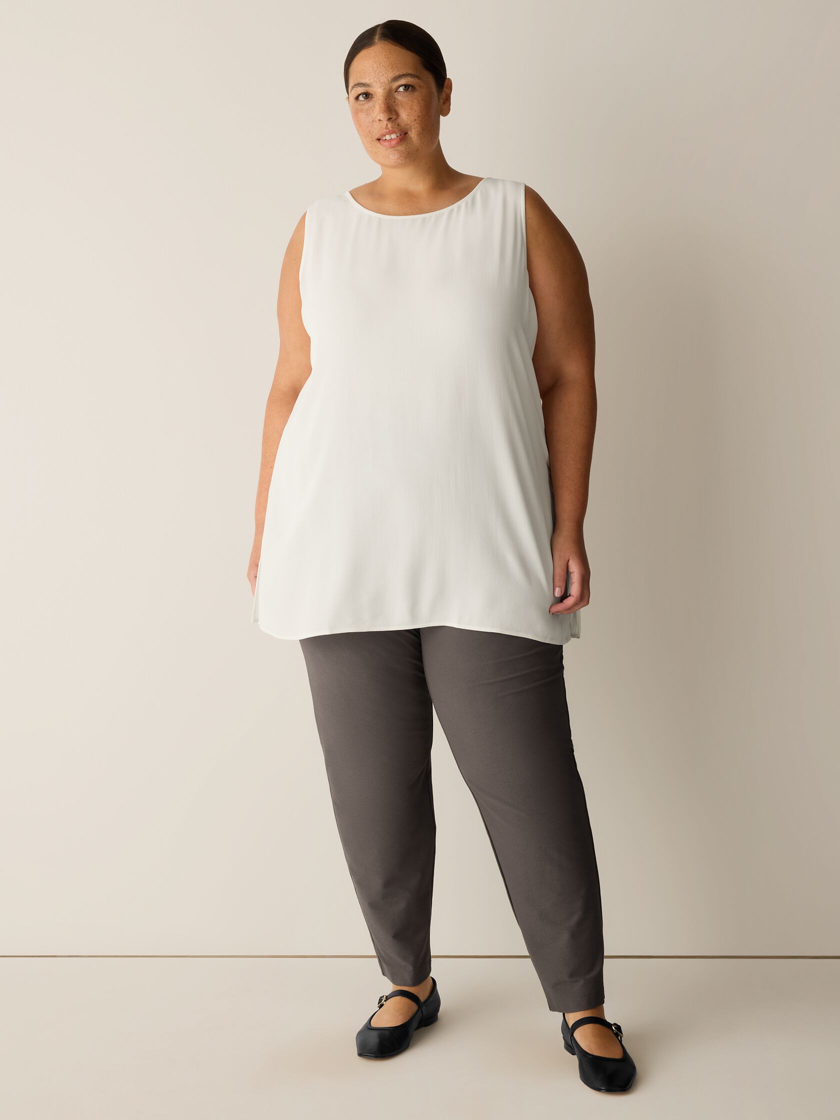 Washable Stretch Crepe Slim Pant