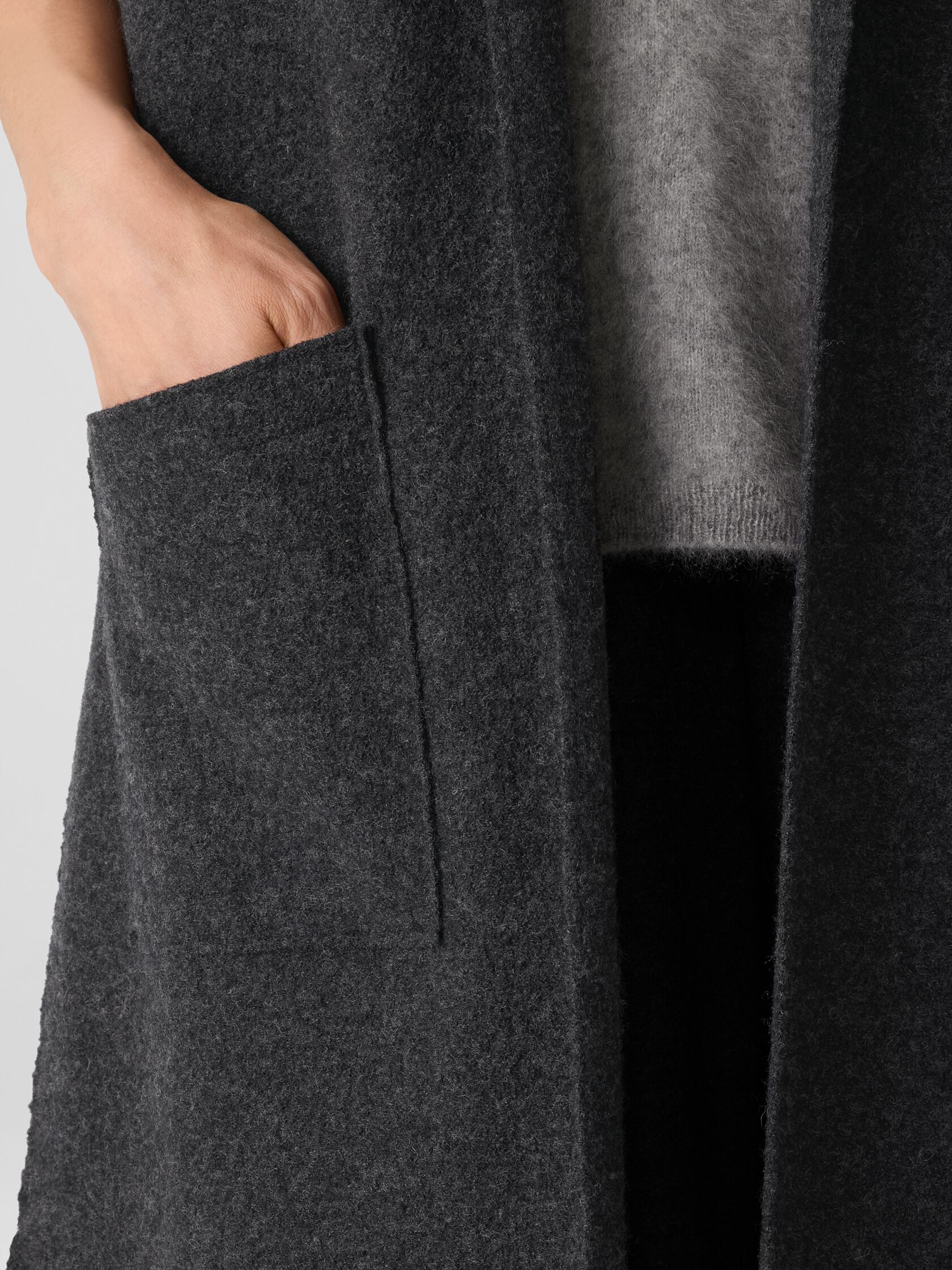 Lightweight Boiled Wool Shawl Collar Vest in Regenerative Wool