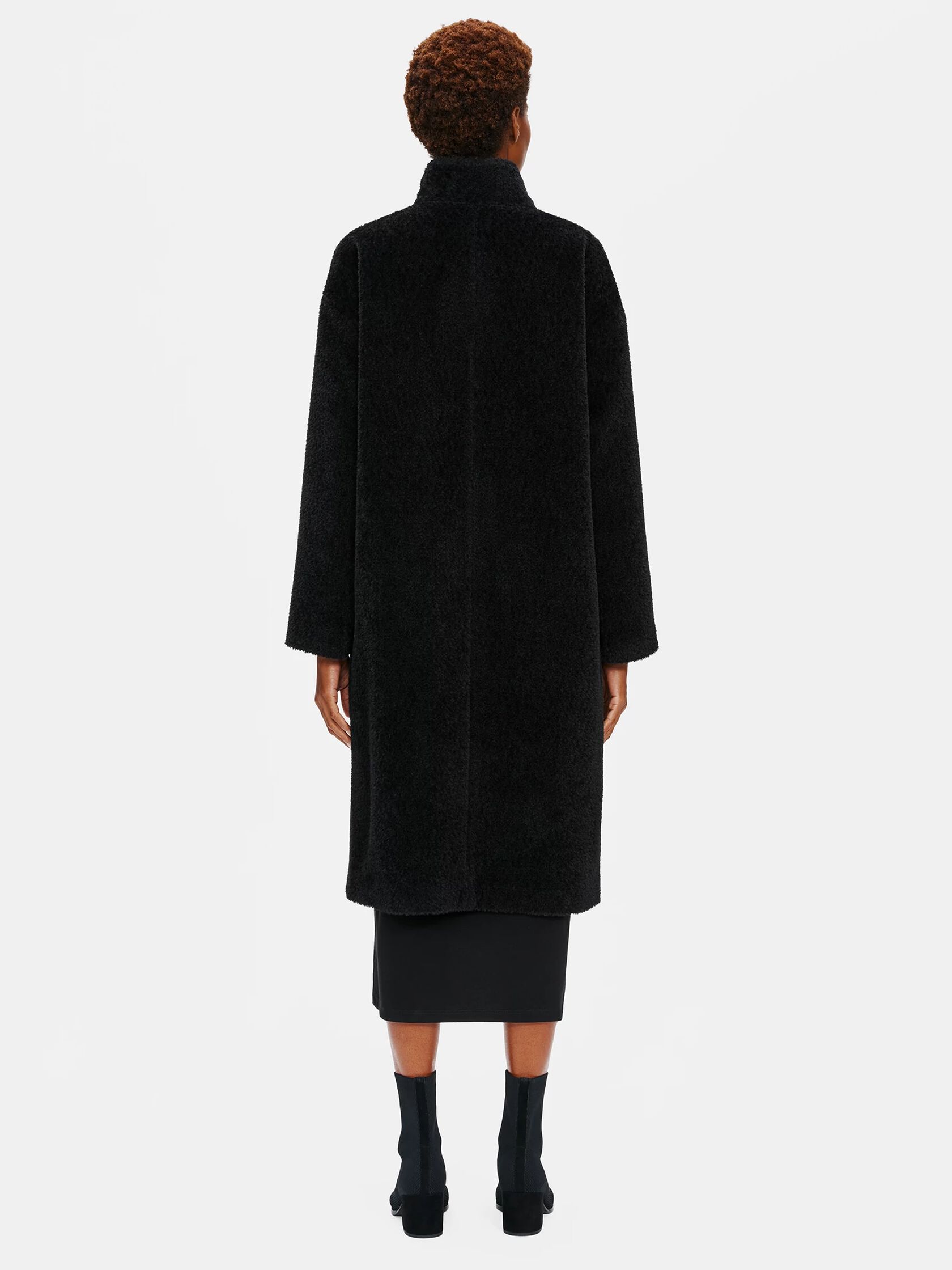 Sheared Suri Alpaca Stand Collar Coat
