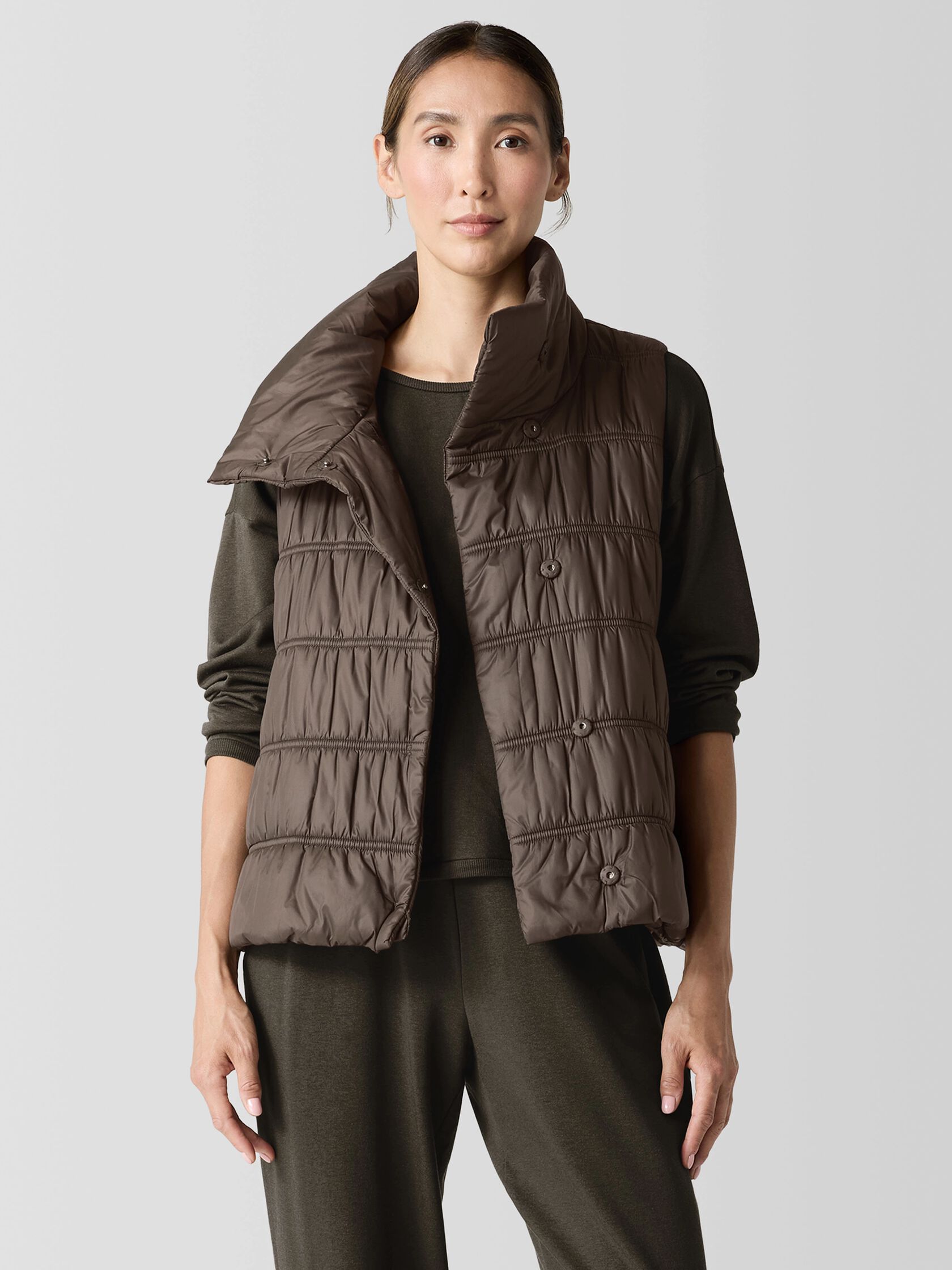 Eggshell Recycled Nylon Stand Collar Vest