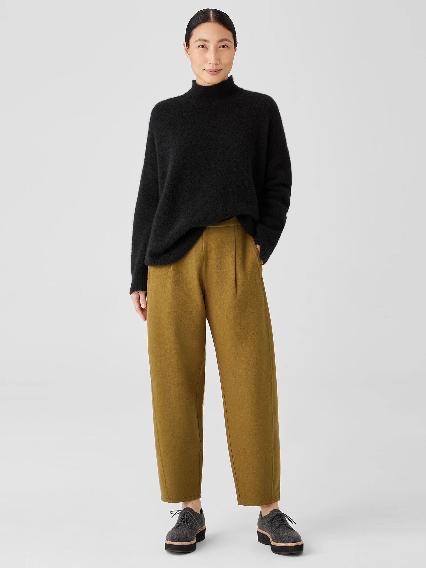 Boiled Wool Jersey Pleated Lantern Pant
