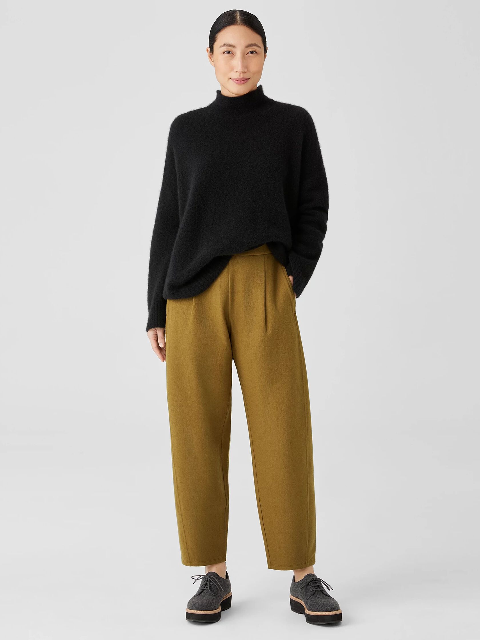 Boiled Wool Jersey Pleated Lantern Pant | EILEEN FISHER