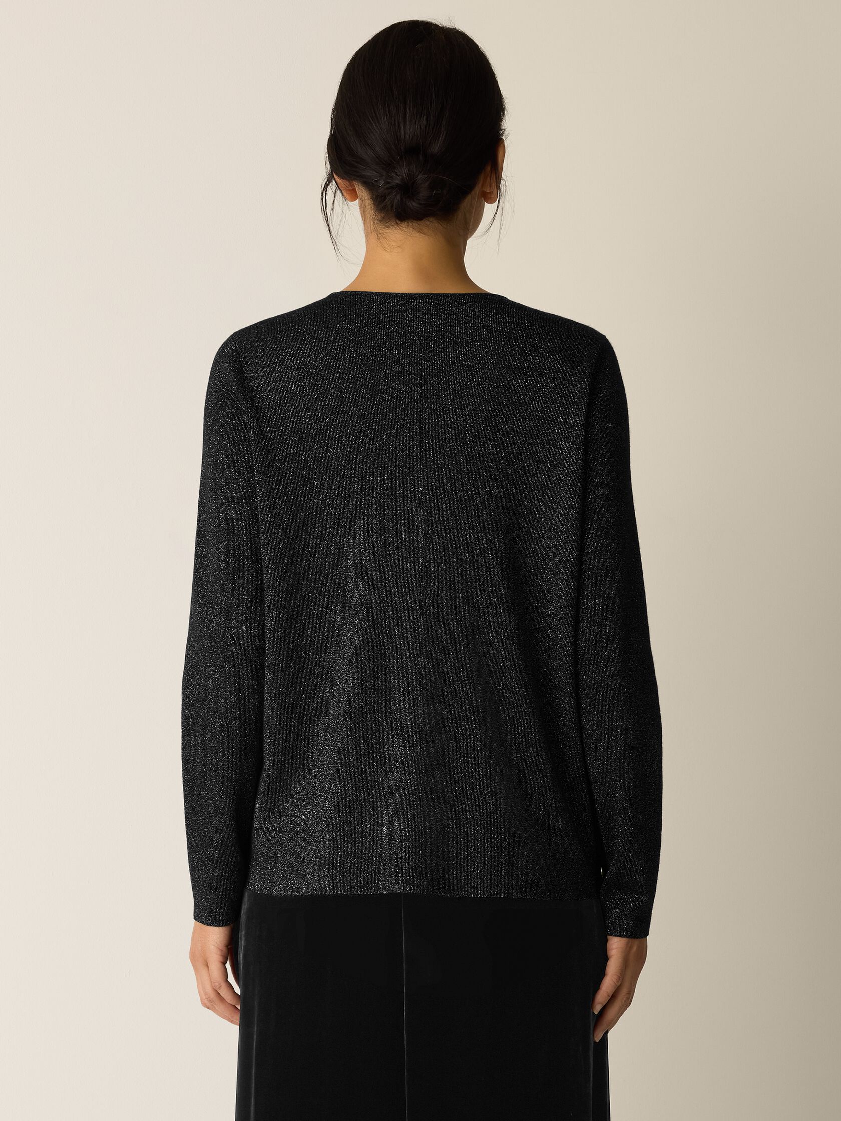 Wool Shimmer Crew Neck Top
