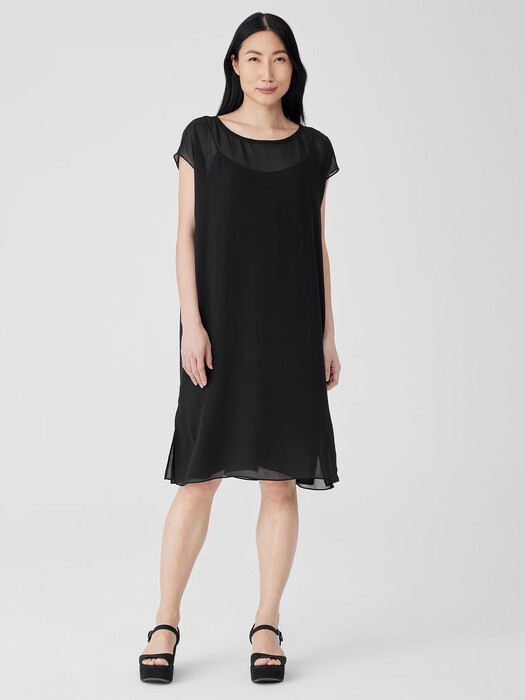 Sheer Silk Georgette Layered Dress