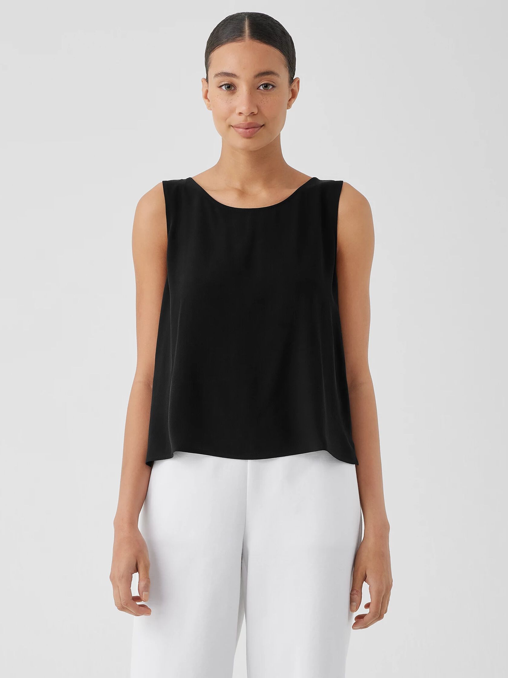 Silk Georgette Crepe Ballet Neck Tank