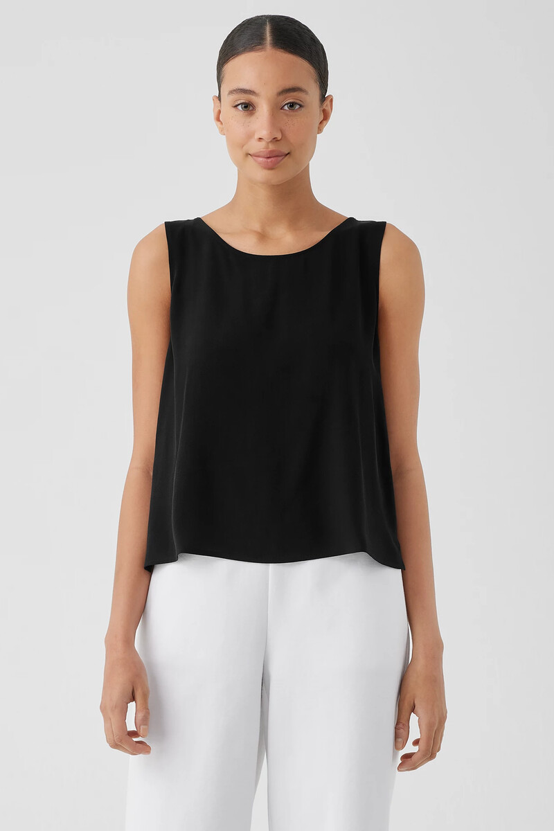 Silk Georgette Crepe Ballet Neck Tank Silk Georgette Crepe Ballet Neck Tank