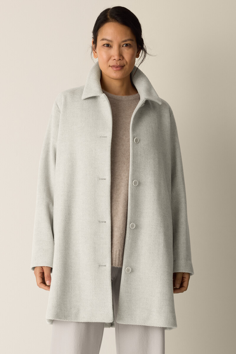 Soft Wool Herringbone Classic Collar Coat Soft Wool Herringbone Classic Collar Coat