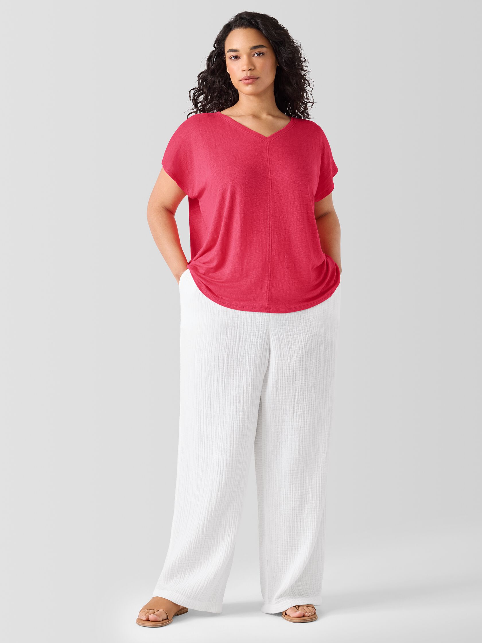 Organic Linen Jersey V-Neck Tee