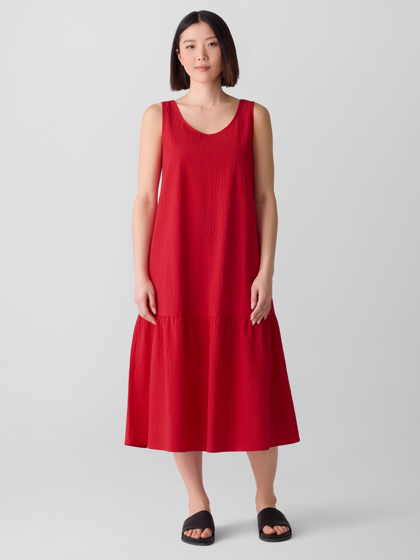 Organic Cotton Pucker Tiered Dress