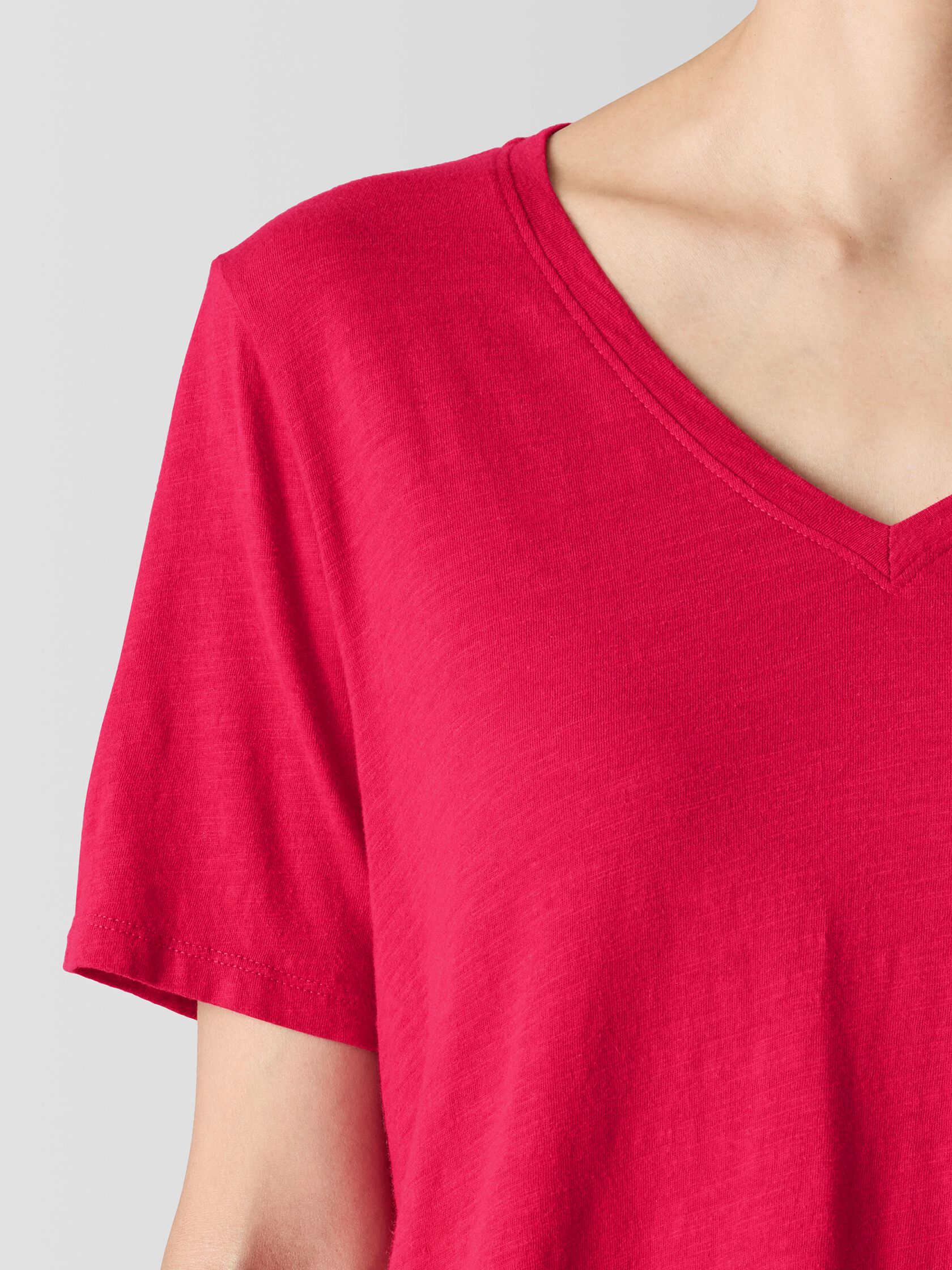 Organic Cotton Slubby Jersey V-Neck Tee