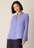 Silk Georgette Crepe Band Collar Top
