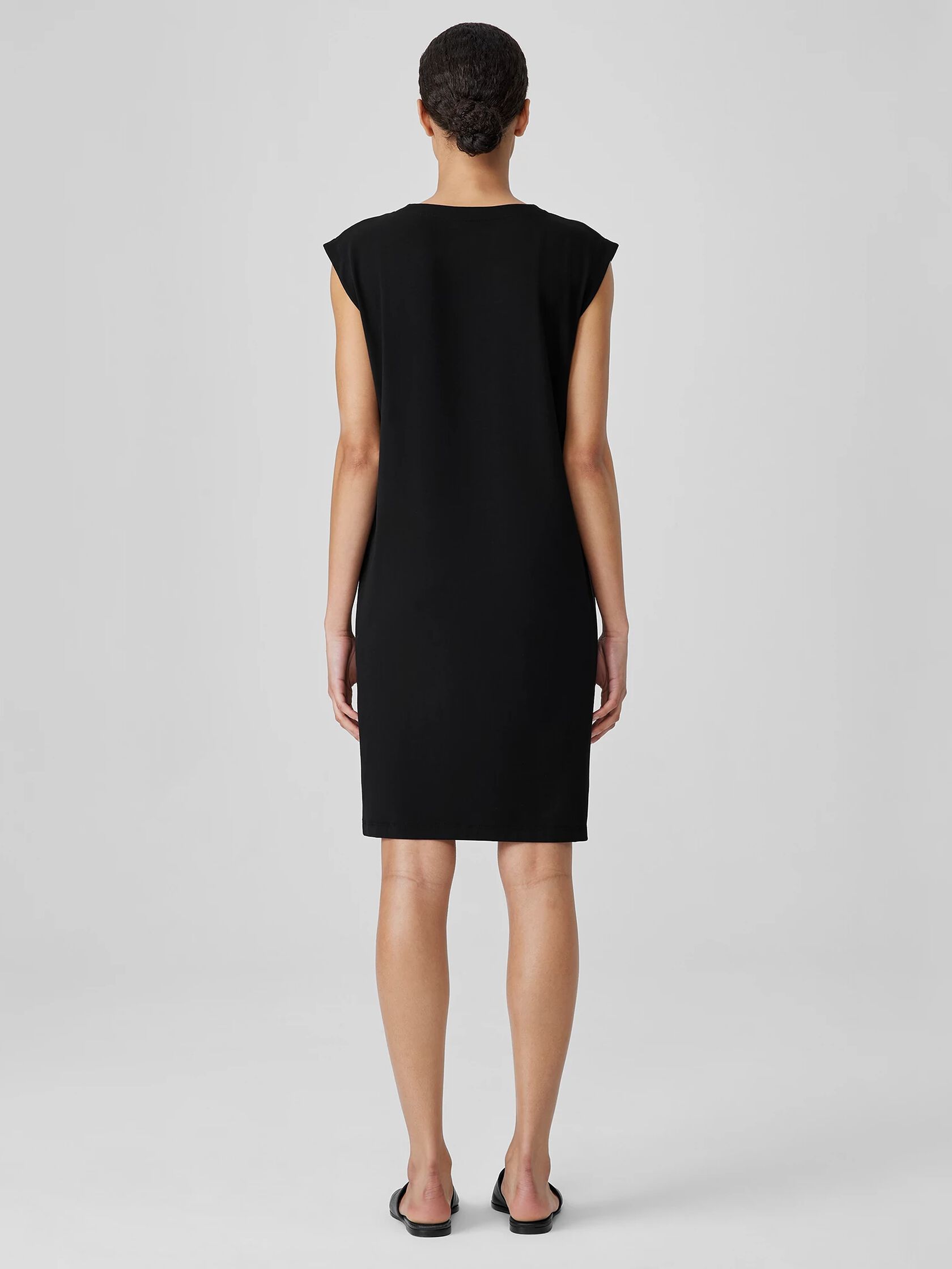 Pima Cotton Stretch Jersey Round Neck Dress