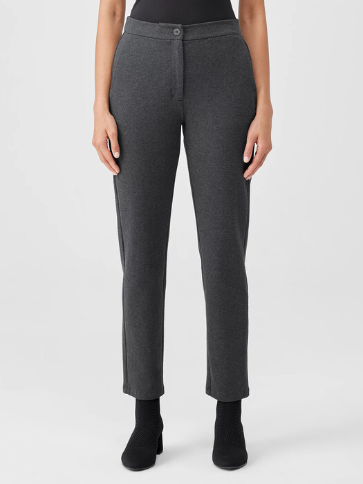 Organic Cotton Melange Crepe High-Waisted Pant