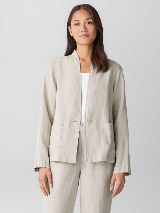 Organic Linen High Collar Jacket