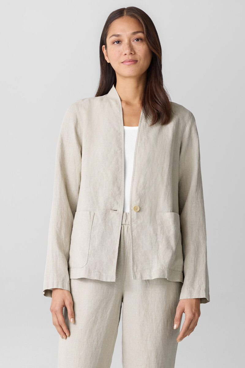 Organic Linen High Collar Jacket Organic Linen High Collar Jacket