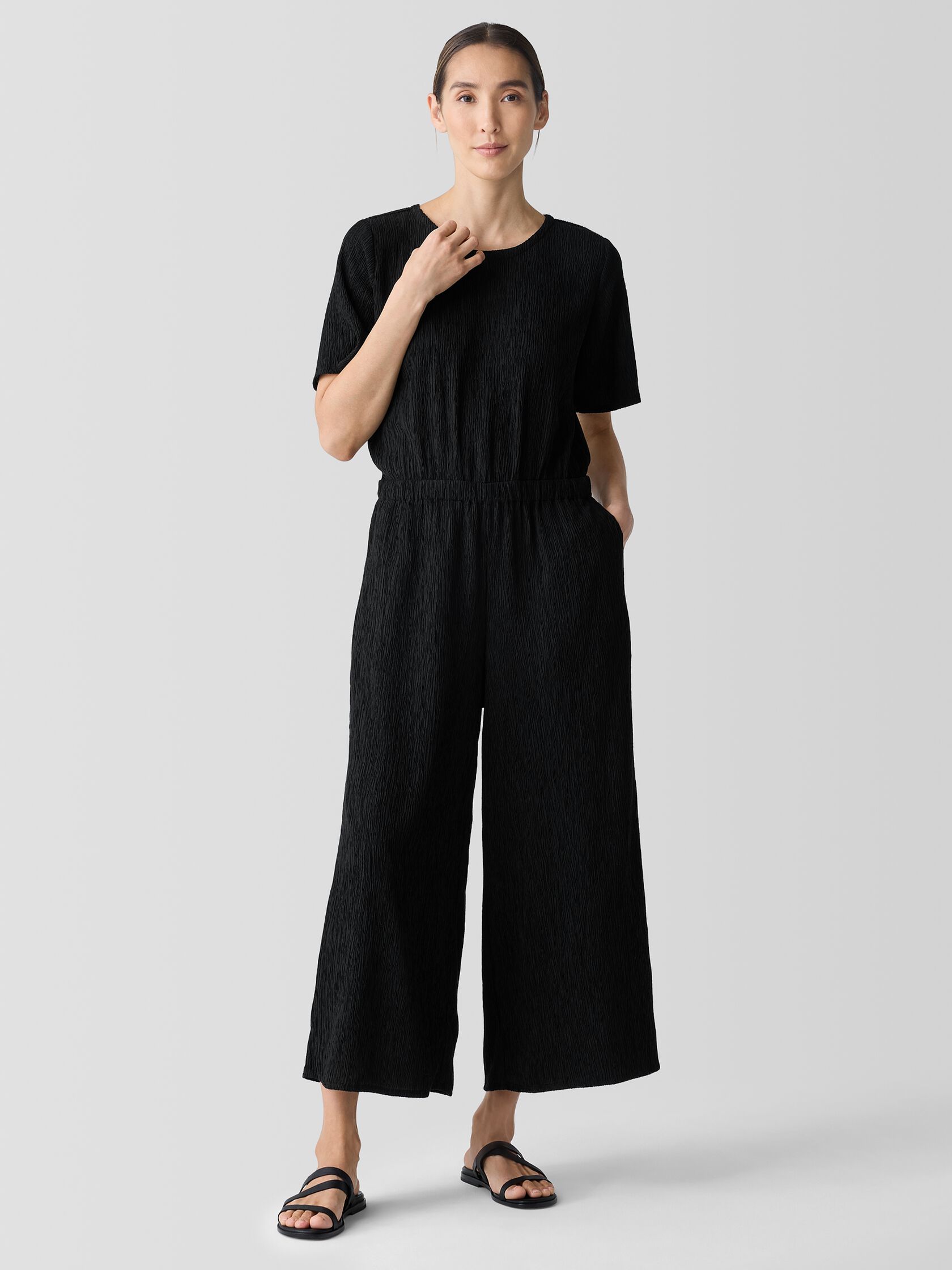 Woven Plissé Jumpsuit