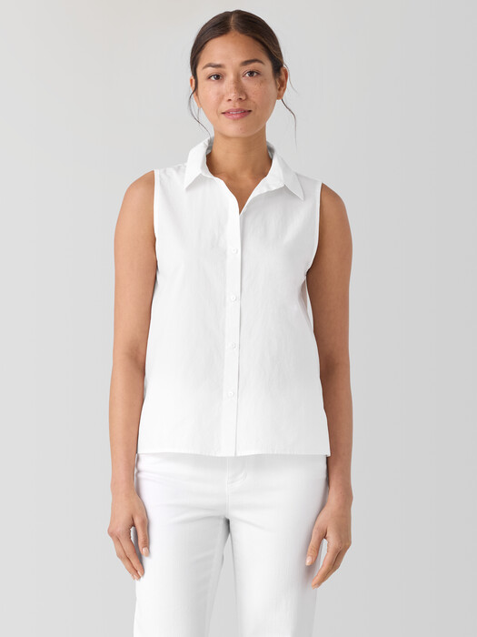 Washed Organic Cotton Poplin Sleeveless Shirt