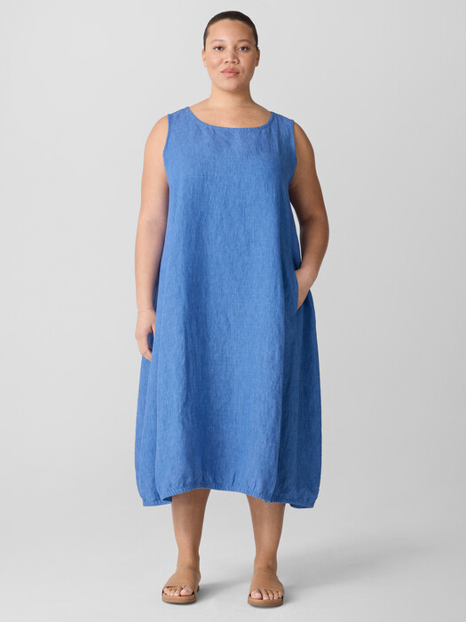 Washed Organic Linen Délavé Lantern Dress