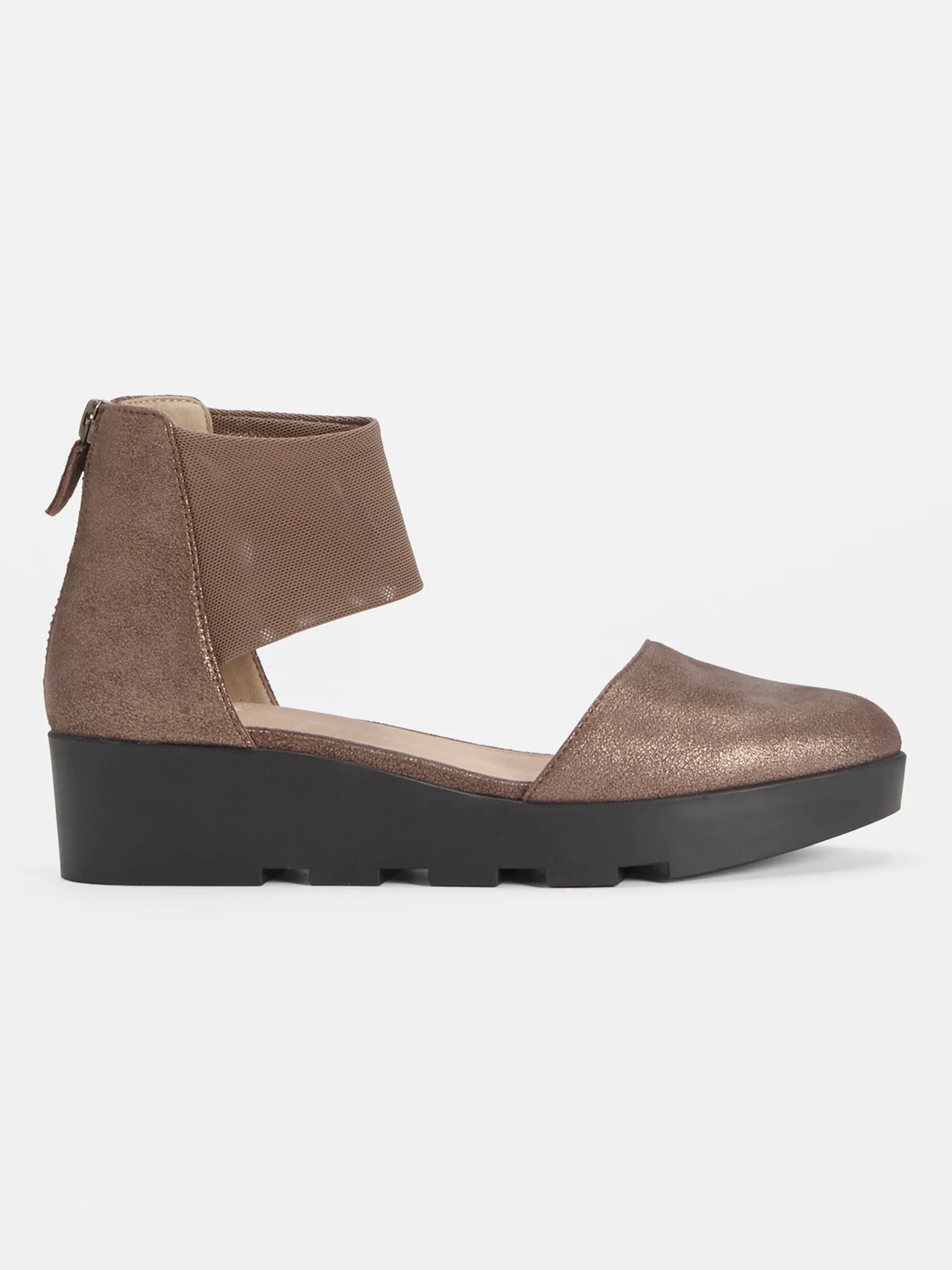 Mesh Metallic Suede Wedge