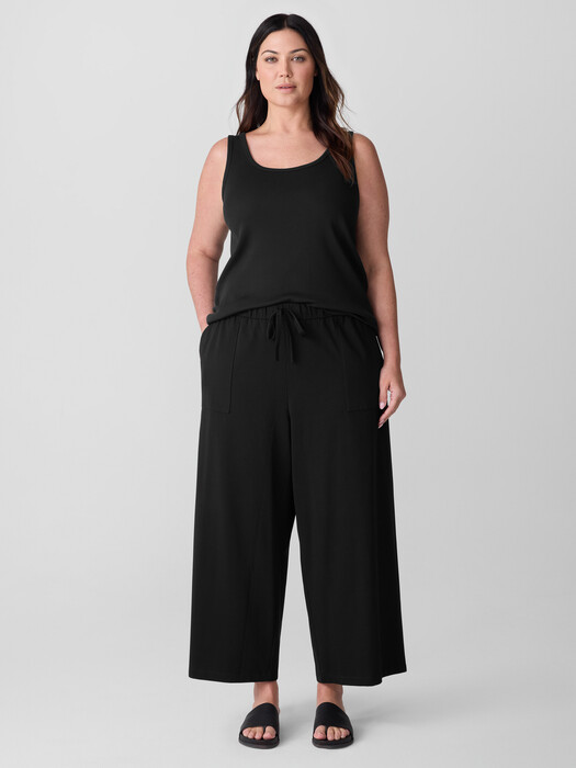 Pima Cotton Stretch Jersey Wide-Leg Pant