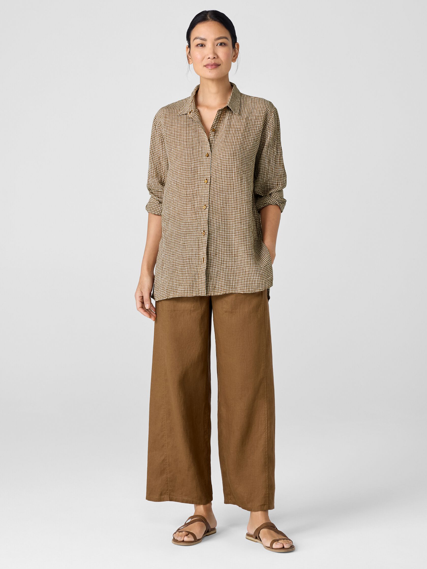 Puckered Organic Linen Classic Collar Shirt