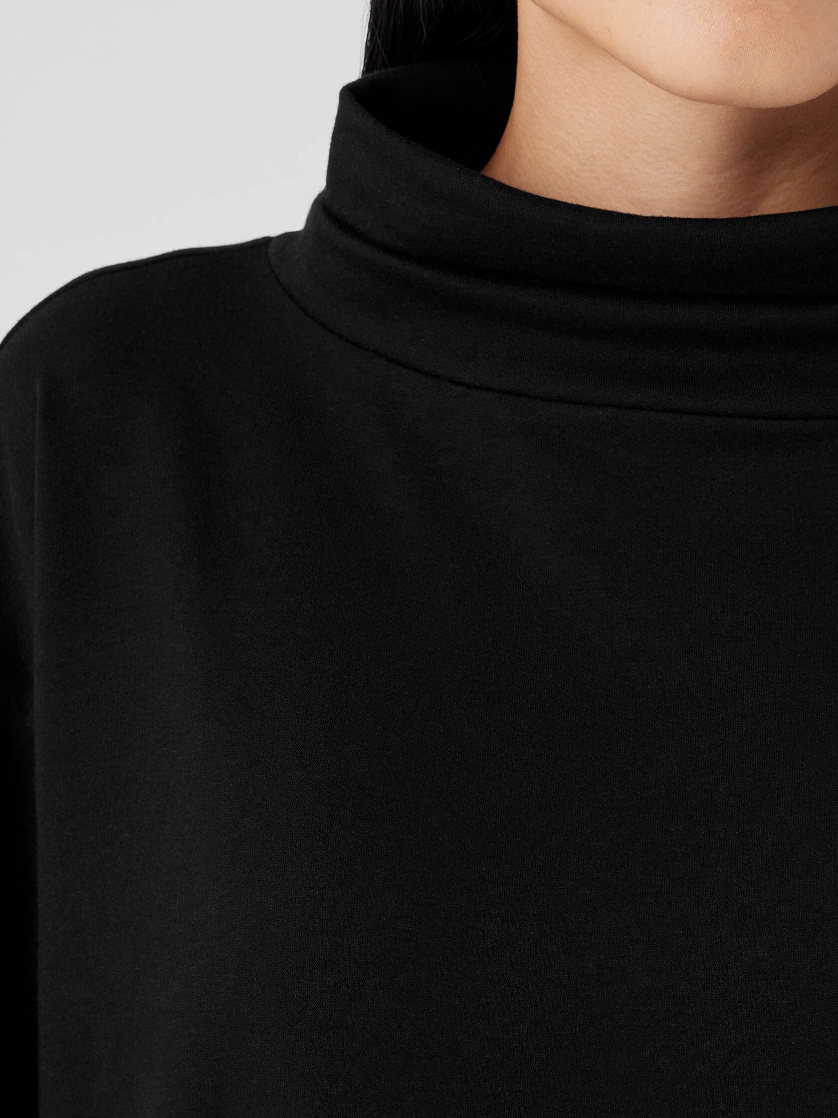 Cozy Brushed Terry Hug Funnel Neck Long Top