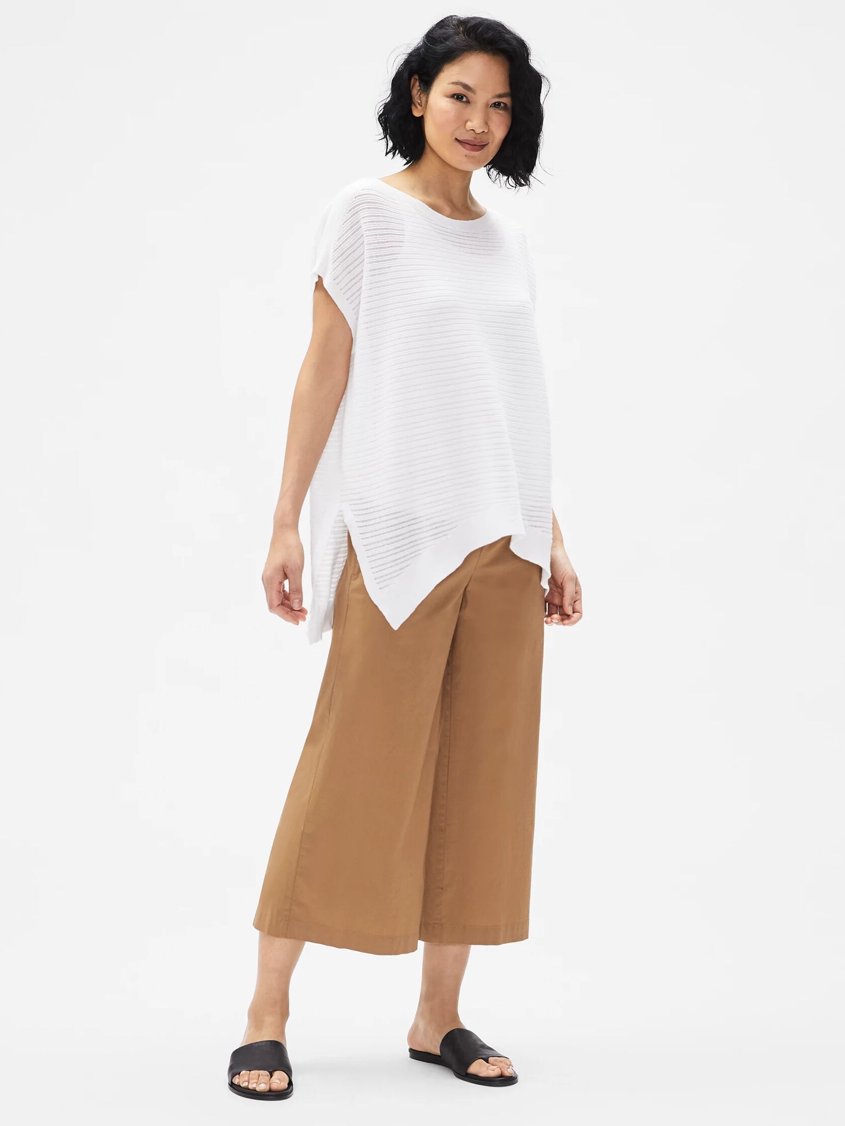 Organic Cotton Poplin Wide Cropped Pant
