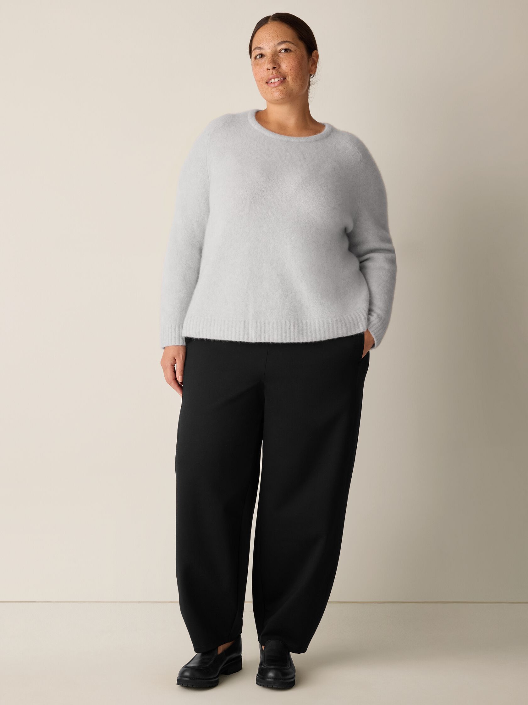 Cashmere Silk Boucle Bliss Crew Neck Top